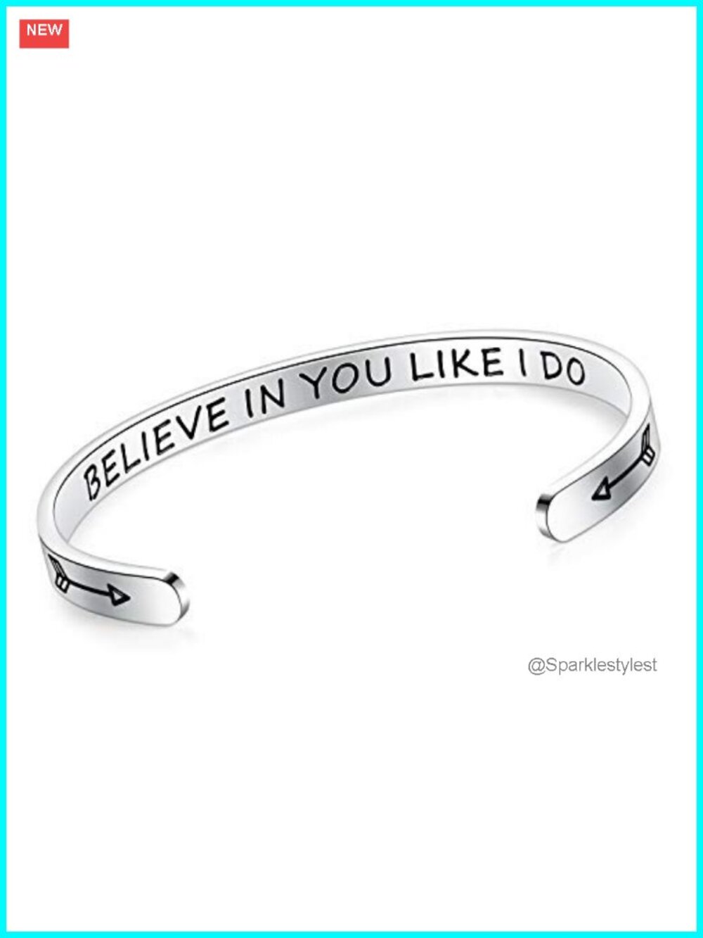 SAM & LORI Stainless Steel Cuff Bracelet Inspirational Gift for Her Adjustable
